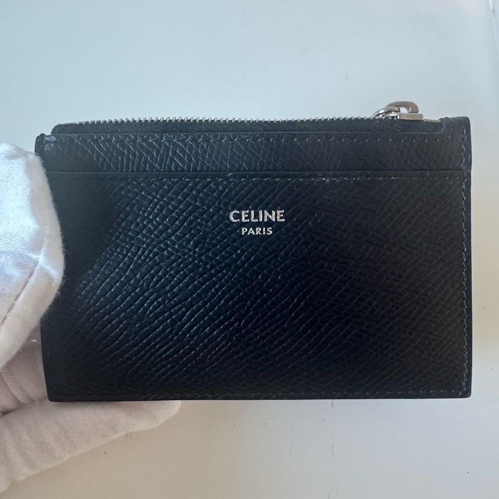 Celine Black Textured Leather Card Pouch - Picture 9 of 11